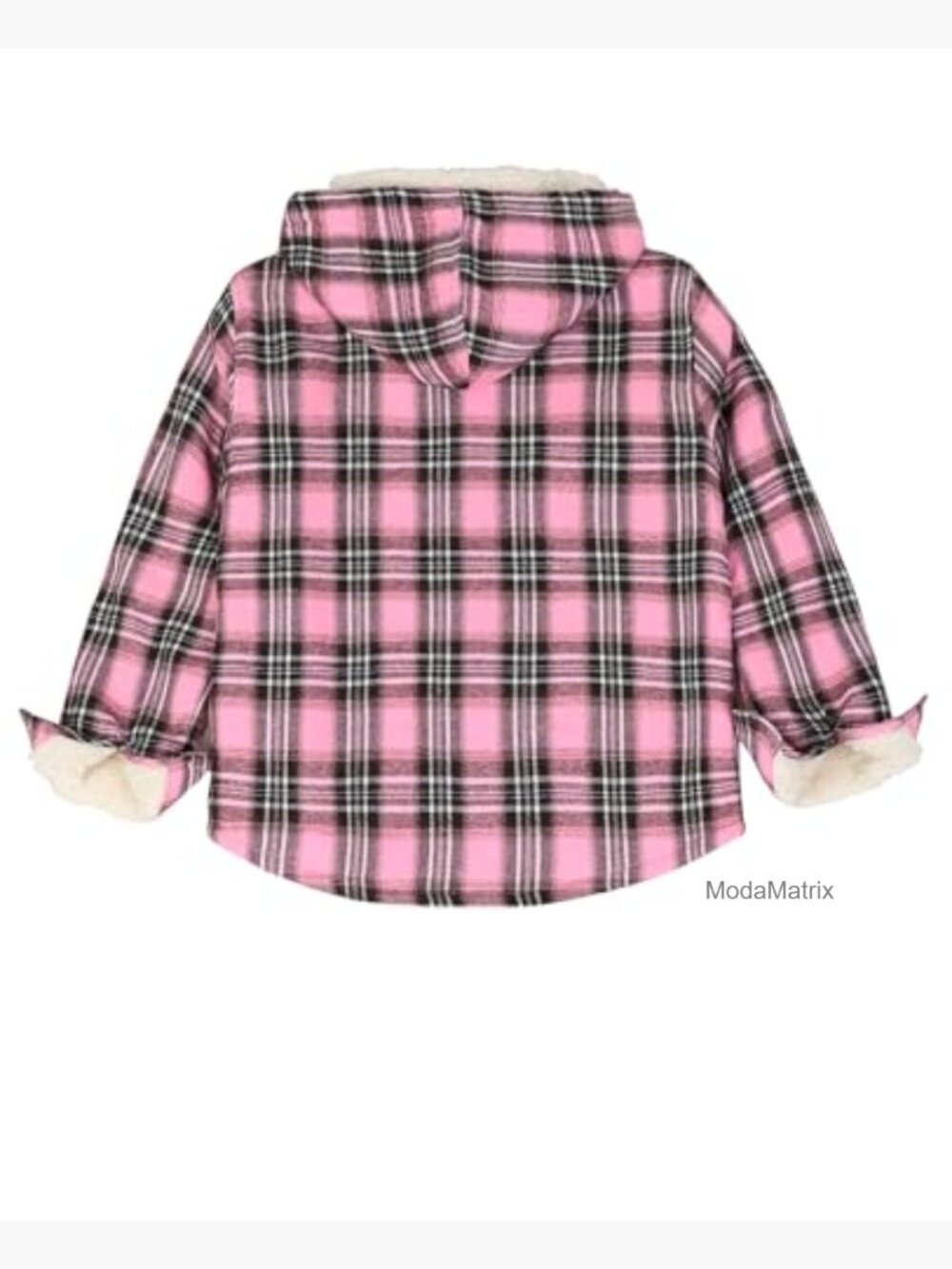 Boys Sherpa Lined Flannel Plaid Button Down Shirt Jacket Hooded - Picture 2 of 7